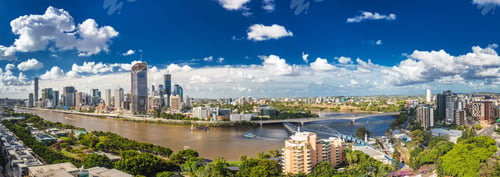 Preview: BRISBANE, AUSTRALIA - March 24 2018: Panoramic areal image of Br