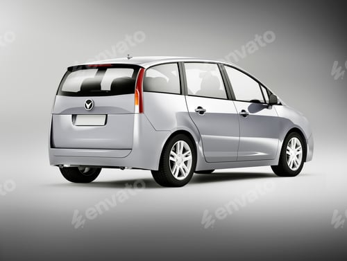 Preview: Three-Dimensional Shape White Silver Sedan Studio Shot