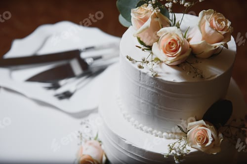 Preview: A wonderful wedding cake detail. The flowers look real, but are really edible sugar flowers!