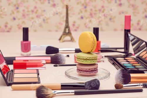 Preview: Still life of fashion woman, essentials cosmetics