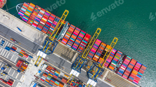 Preview: Container ship global business freight import export logistic transportation.