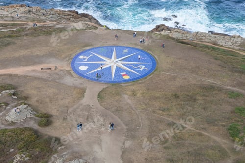 Preview: Bird's eye view of the wind rose on the beach in A Coruna