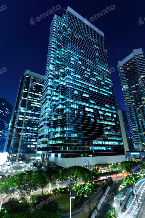 Preview: office buildings at night