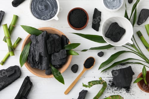 Preview: Concept of face and skin care - bamboo and charcoal