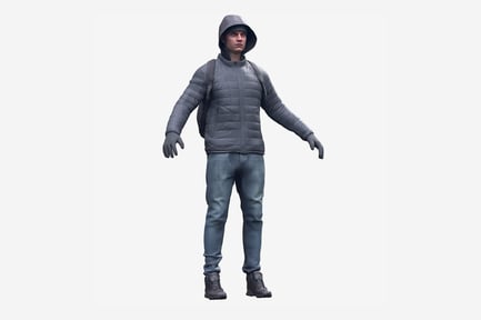 Preview: Hooded Figure: Realistic Male in Winter Apparel