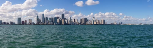 Preview: Panoramic view of a modern Downtown Cityscape during a sunny evening