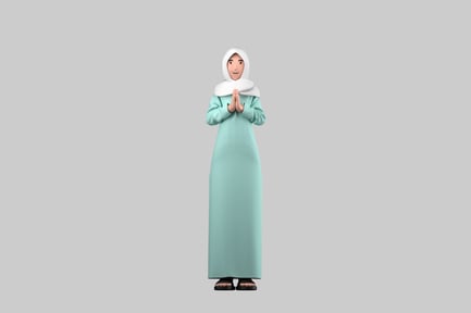 Preview: Muslim woman in hijab greeting