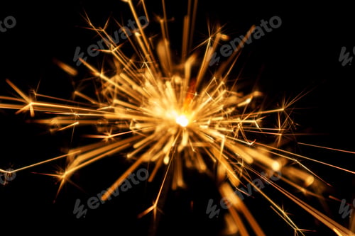 Preview: Fire On A Black Background. Christmas, New Year Sparkle Fire. Festive Background, Fireworks