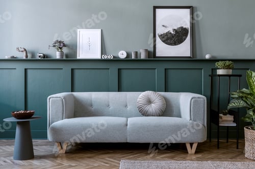 Preview: Creative interior design of living room at cozy apartment