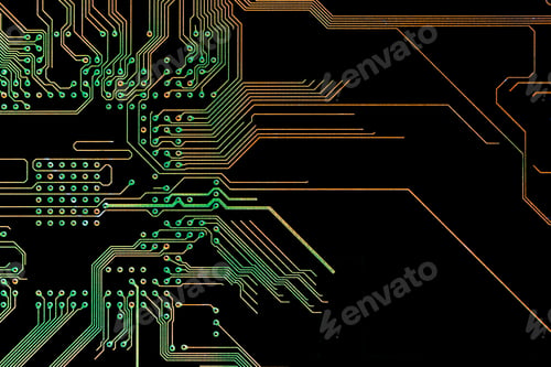 Preview: Background with a printed circuit board. The concept of modern technologies.