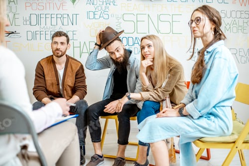 Preview: Group of people during the psychological therapy indoors