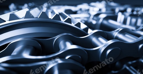 Preview: Gears and cogs mechanism. Industrial machine, engine