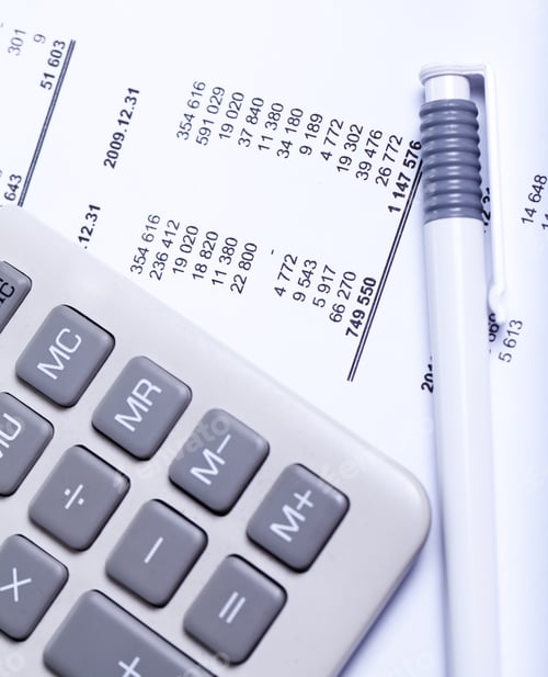 Preview: Calculator and Pen on Financial Document, Business Concept