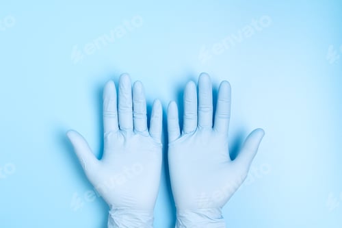 Preview: Surgical Gloves on a Light Blue Background