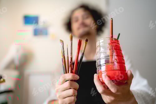 Preview: paintbrush art for using by artist, creative craft brush paint with water or oil color on studio