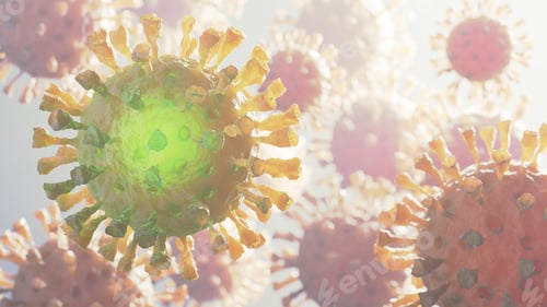 Preview: Coronavirus 2019-nCov novel coronavirus concept. Microscope virus close up.