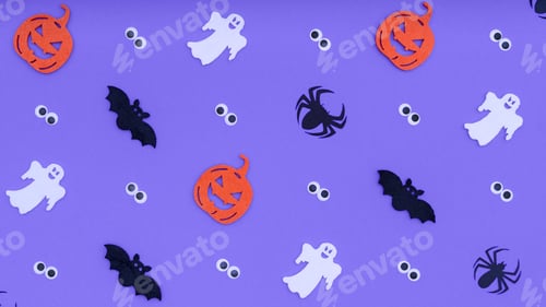 Preview: Halloween decorations on a purple background.