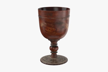 Preview: Aged Wooden Goblet with Spherical Stem