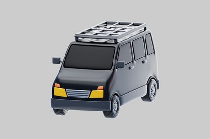 Preview: Dark gray van with rectangular roof rack