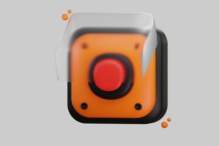 Preview: Abstract orange square with red circle and black ring.