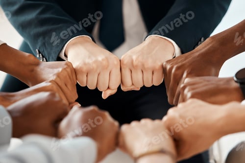 Preview: Fist, diversity and solidarity, support and collaboration, team trust and community in workplace. B