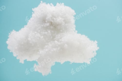 Preview: white fluffy cloud made of cotton wool isolated on blue background