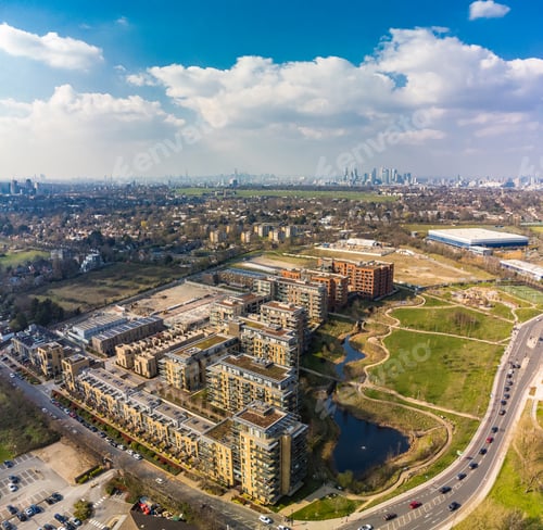 Preview: Aerial drone panoramic image of Kidbrooke Village, London