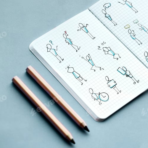 Preview: Hand drawn character elements set on a notebook illustration