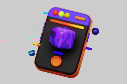 Preview: Abstract device with spheres and cube