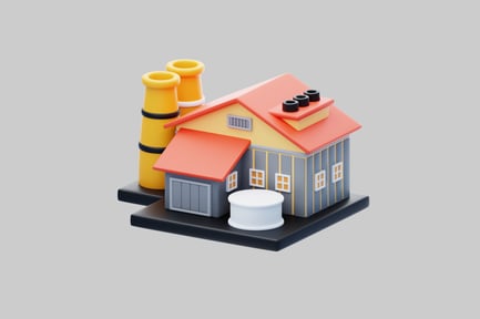 Preview: Cartoon factory with silos and building