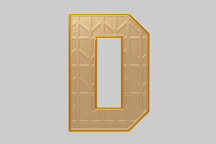 Preview: Gold letter D with geometric pattern and negative space