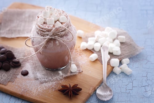 Preview: Drink Hot Chocolate And Marshmallow Marshmallow Is Near Paraphernalia