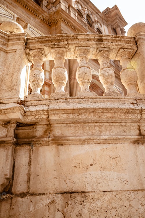 Preview: Close up view of architectural details on a famous medieval cathedral in the centre Malaga city in S
