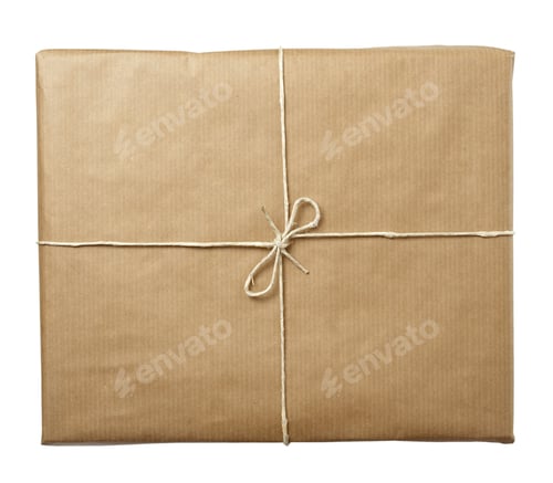 Preview: Close Up Of Carton Box Post Package On White Background With Clipping Path