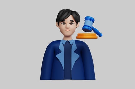 Preview: Cartoon judge with gavel asset