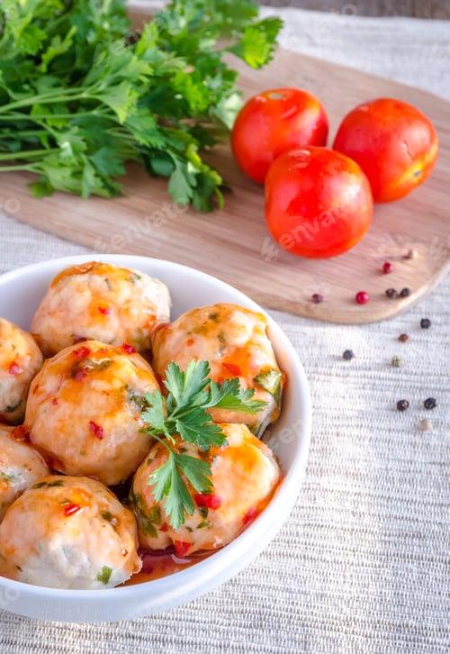 Vista previa: Albóndigas de pollo con pasta