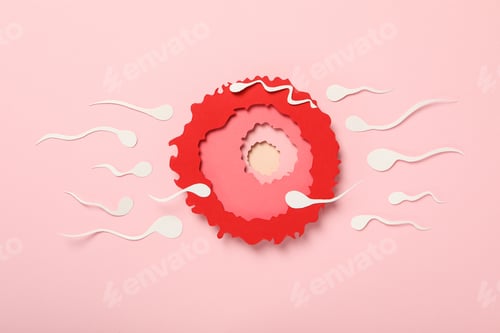 Preview: Fertilization concept, ovulation period, sperm and egg.