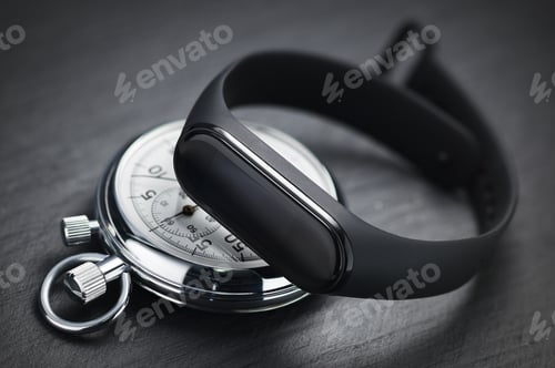 Preview: Stopwatch and fitness tracker. Sports training concept