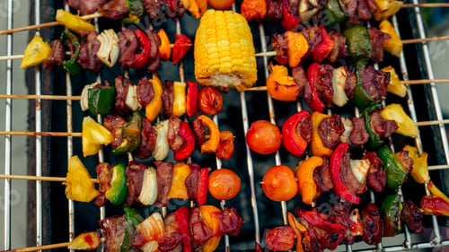 Preview: Summer BBQ Delicious BBQ Grill, nobody, on stove, Shrimp and Pork