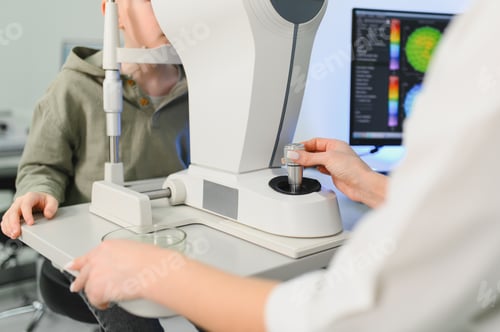 Preview: Child undergoing professional eye vision exam with optometrist