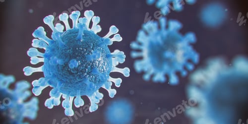 Preview: Deadly Blue Virus Cells on Dark Background