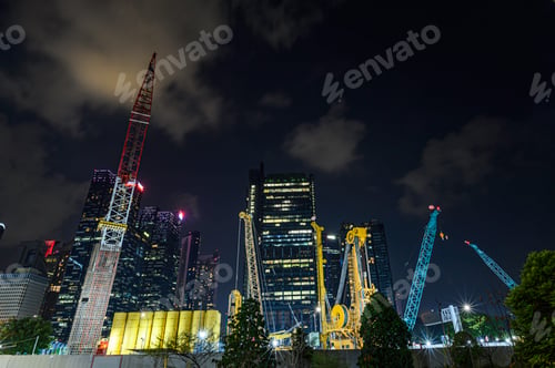 Preview: Construction Site with night time in the city.