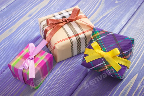 Preview: Wrapped gifts with ribbons for Christmas or other celebration