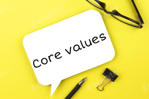 Preview: White paper speech bubble with inscription core values