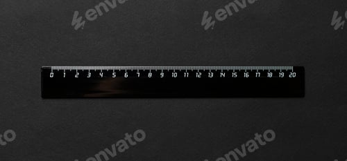 Preview: a twenty centimeters black ruler isolated on pastel background