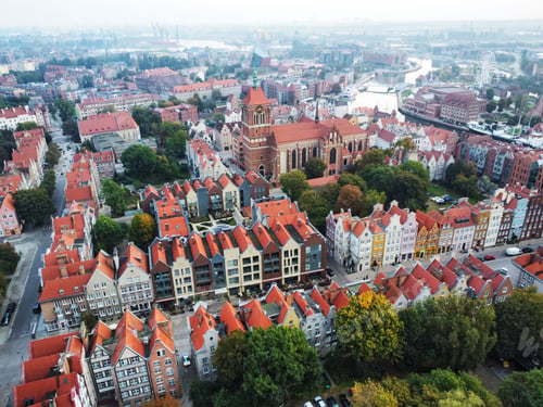 Preview: Drone shot of the Old Town in Gdańsk, Poland