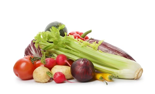 Preview: Different fresh ripe vegetables isolated on white