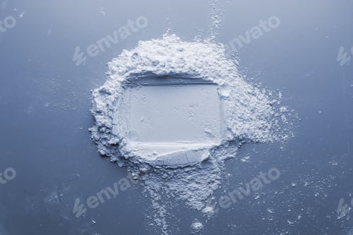Preview: Powder with dent from card om blue background