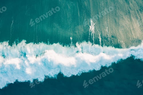 Preview: Aerial view of the wild and powerful waves of the sea in Burleigh Heads, Queensland