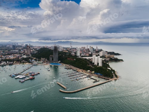 Preview: Aerial view of Pattaya beach . Thailand.